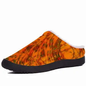 Men Orange Swirls Cotton Slippers