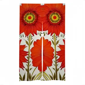 Three Red Flowers Door Curtains