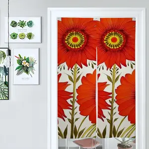 Three Red Flowers Door Curtains