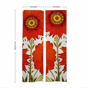 Three Red Flowers Door Curtains