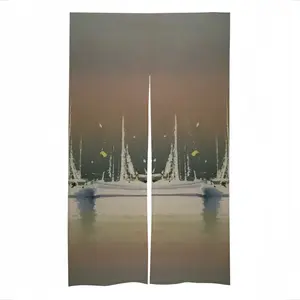 Sailboats Anchored At Sunset Door Curtains