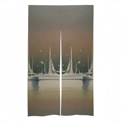 Sailboats Anchored At Sunset Door Curtains