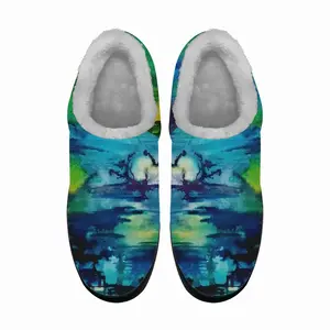 Men Water Lily Pond Cotton Slippers