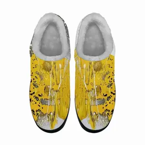 Men Basic Yellow Cotton Slippers