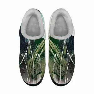 Men Basic Green Cotton Slippers