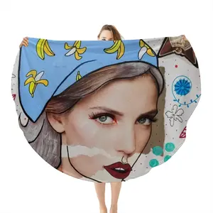 Banana Girl - Sexy Fashion Folk Women Blue Flannel Blanket (Round)