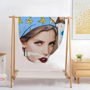 Banana Girl - Sexy Fashion Folk Women Blue Flannel Blanket (Round)