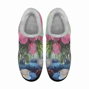 Men Still Life With Peonies Cotton Slippers