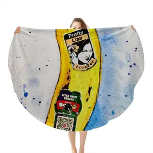 Banana Style - Pop Art Fruit Yellow Flannel Blanket (Round)