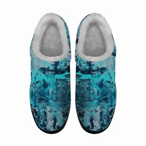 Men Blue Phoenix Cotton Slippers