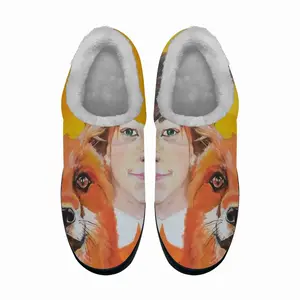 Men Little Girl With A Fox Cotton Slippers