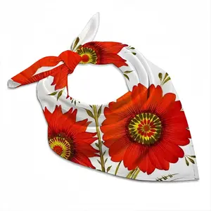 Three Red Flowers Silk Kerchief