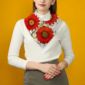 Three Red Flowers Silk Kerchief