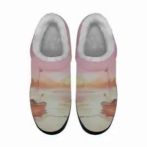 Men The Boat And Sunset Cotton Slippers