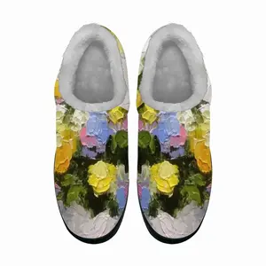 Men Yellow And Blue Flowers Cotton Slippers