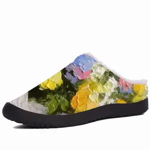 Men Yellow And Blue Flowers Cotton Slippers