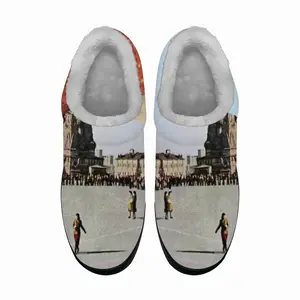 Men Lady In Red Square Cotton Slippers