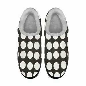 Men White Circles On Black Cotton Slippers