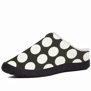 Men White Circles On Black Cotton Slippers