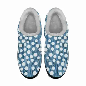 Men White On Blue Cotton Slippers