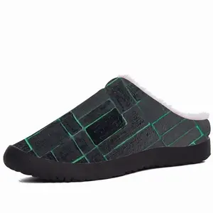 Men Black Green Cotton Slippers