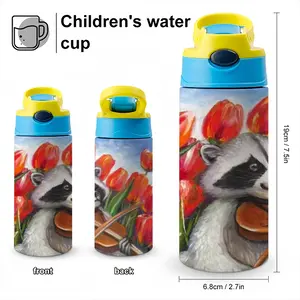 Raccoon Celebrating Spring Children's Water Cup