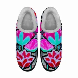 Men Pink Tulips Cotton Slippers