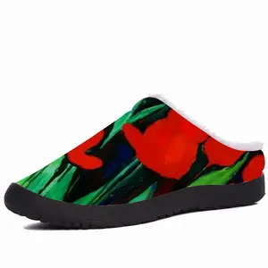 Men Red Tulips Cotton Slippers