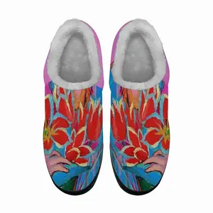 Men Girl With Tulips Cotton Slippers