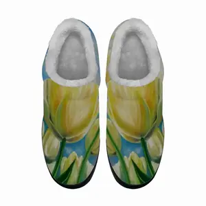 Men White Tulips And Spring Sky Cotton Slippers