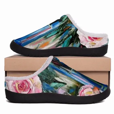 Men Roses And Rain Cotton Slippers