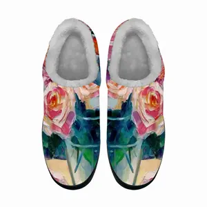 Men Roses On Garden Table Cotton Slippers