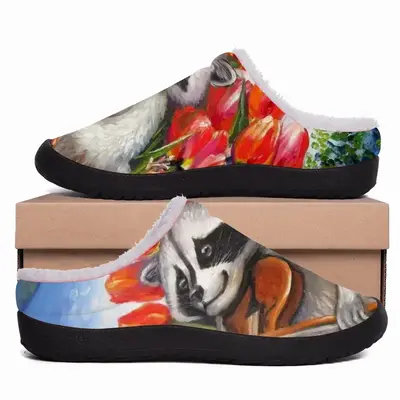 Men Raccoon Celebrating Spring Cotton Slippers