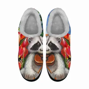 Men Raccoon Celebrating Spring Cotton Slippers