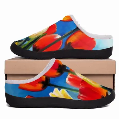 Men Wild Tulips On Spring Sky Cotton Slippers