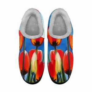 Men Wild Tulips On Spring Sky Cotton Slippers