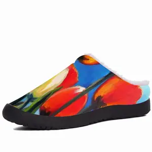 Men Wild Tulips On Spring Sky Cotton Slippers