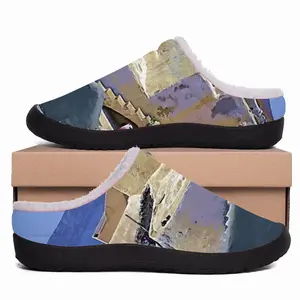 Men Santorini House And Cliffs In Oia Cotton Slippers