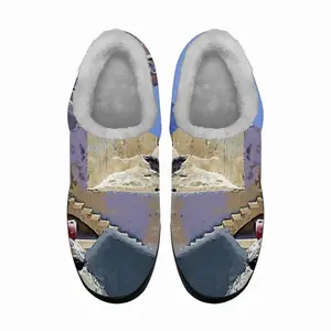 Men Santorini House And Cliffs In Oia Cotton Slippers