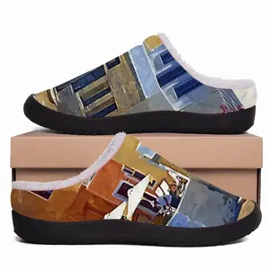 Men Santorini Houses In Oia Cotton Slippers