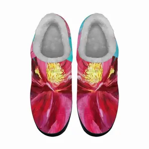 Men Bright Pink Peony Flower Acrylic Cotton Slippers