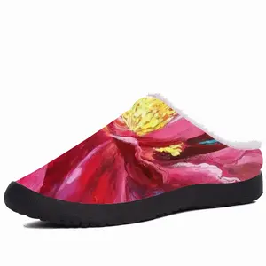 Men Bright Pink Peony Flower Acrylic Cotton Slippers