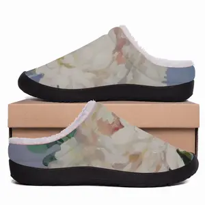 Men Peonies On Blue Cotton Slippers