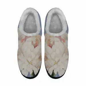 Men Peonies On Blue Cotton Slippers