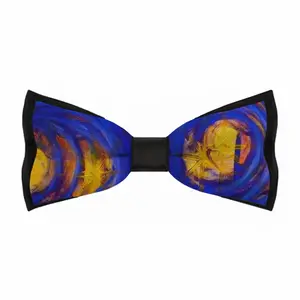 Centrifugal Blue Circles Attached Yellow Men's Bow Tie