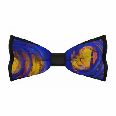 Centrifugal Blue Circles Attached Yellow Men's Bow Tie