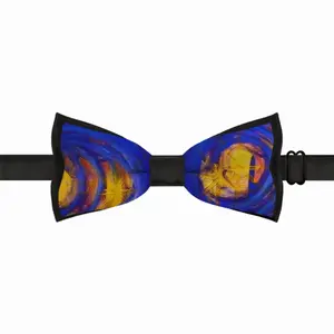 Centrifugal Blue Circles Attached Yellow Men's Bow Tie