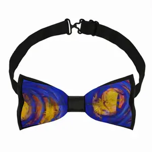 Centrifugal Blue Circles Attached Yellow Men's Bow Tie