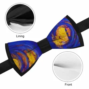 Centrifugal Blue Circles Attached Yellow Men's Bow Tie