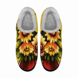 Men Golden Sun Flower Cotton Slippers